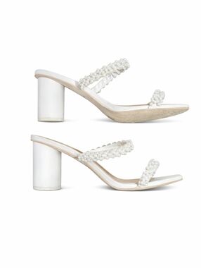 Dolce Vita White Pearl-Adorned Heels